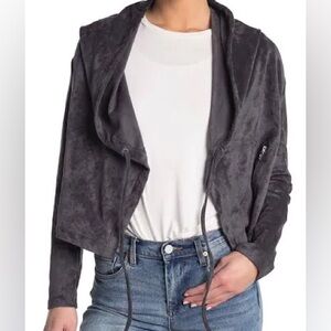 Blank NYC Charcoal Faux Suede Utility Jacket Small